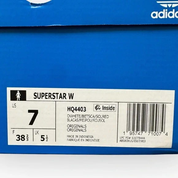 ADIDAS Superstar Shoes in Off White /Better Scarlet /Solar Red, Size 7 - Picture 16 of 16